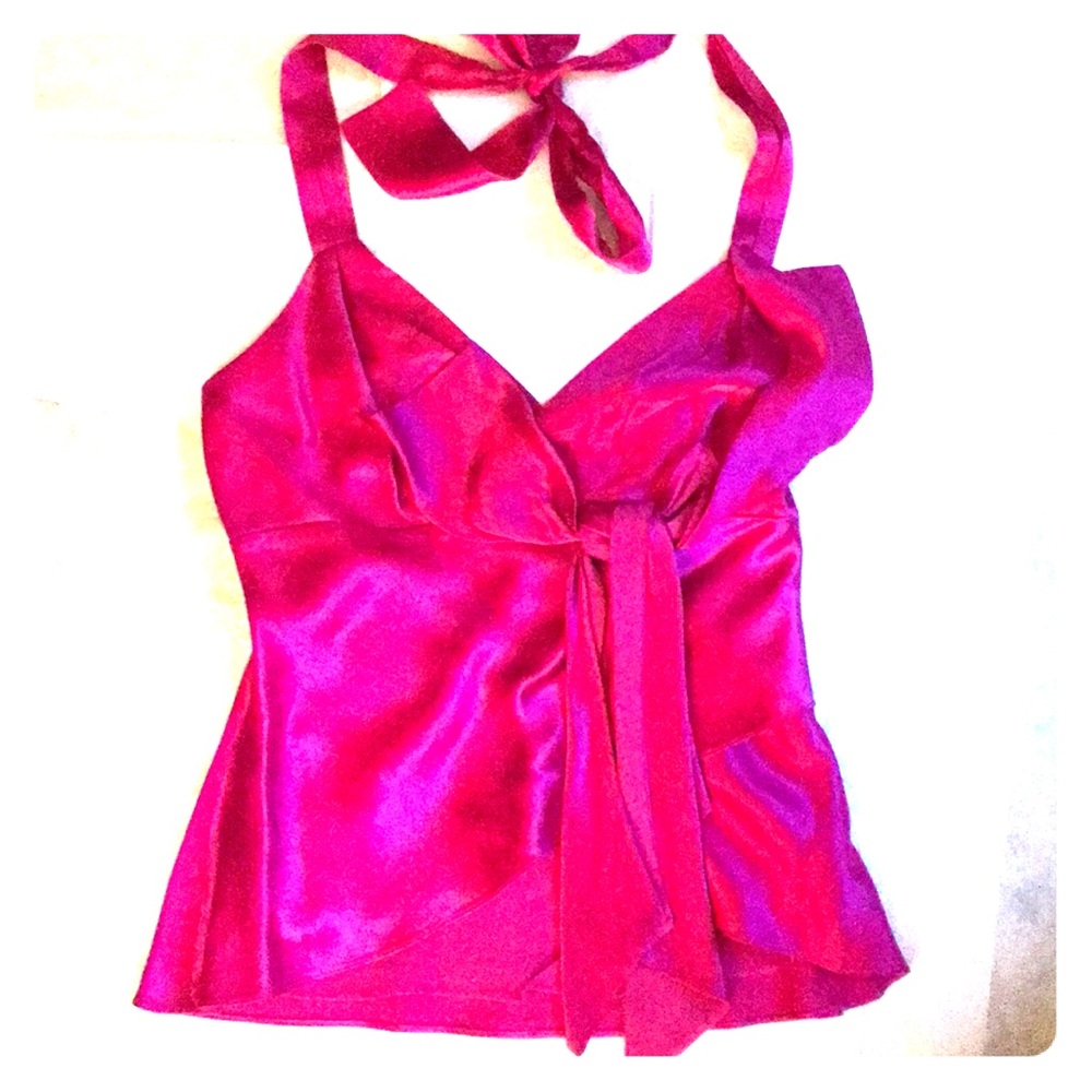 MAX AZRIA BCBG Magenta pink silk tank blouse
